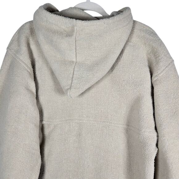 Earth Ragz Hoodie Mens Large Beige Deer Embroidered Zip Fleece Jacket Mexico - Picture 11 of 14